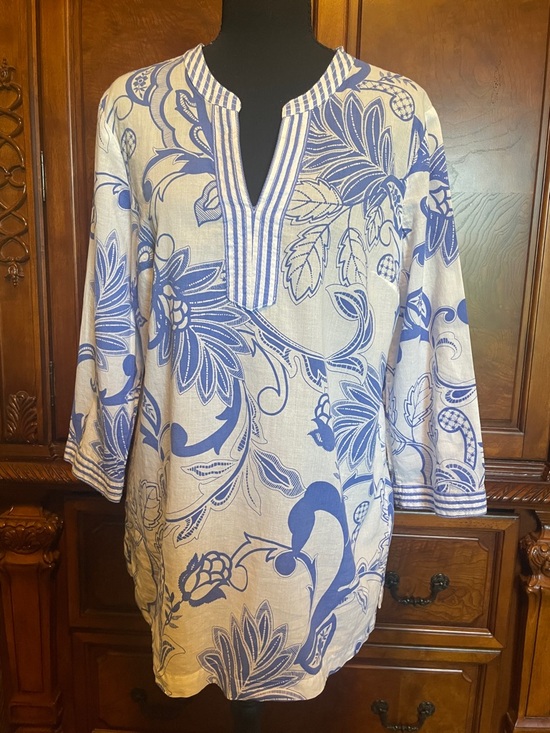 Talbots Tops - Talbots Tunic with Blue Floral Print Size Medium